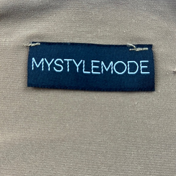 MYSTYLEMODE NUDE DOUBLE LINED OFF THE SHOULDER ELBOW CUT OUT MINI DRESS S99-59 - Picture 4 of 8